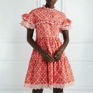 ULLA JOHNSON Leonie Floral Lace Ruffle Dress